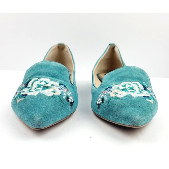 White House Black Market Turquoise embroidered pointy flats - Size 8‎ - Picture 2 of 8